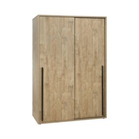 Armoire 150cm pour chambre à coucher avec 2 portes coulissantes collection MEGEVE coloris chêne doré