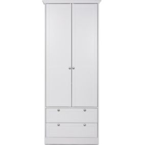 Armoire 2 portes 2 tiroirs blanche 80 cm - Alix