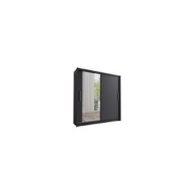 Armoire 2 portes coulissantes avec miroir 155 cm - gris graphite - Collection OZZULA