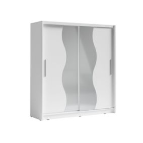 Armoire 2 portes coulissantes avec miroir 205 cm - blanc - Collection BAHIA