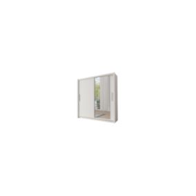 Armoire 2 portes coulissantes avec miroir 205 cm - blanc - Collection OZZULA