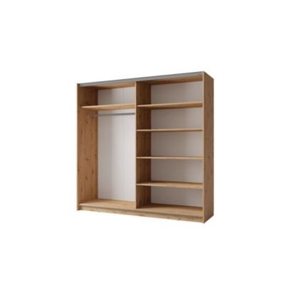 Armoire 2 portes coulissantes 220cm couleur chêne foncé et noir. Collection FLOYD