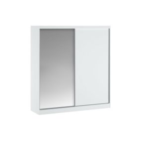 Armoire 2 portes coulissantes - Avec miroir - L200 cm - Blanc - OCHIRA