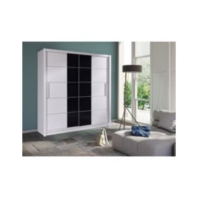 Armoire 2 portes coulissantes - blanc et noir - Collection BRESCIA