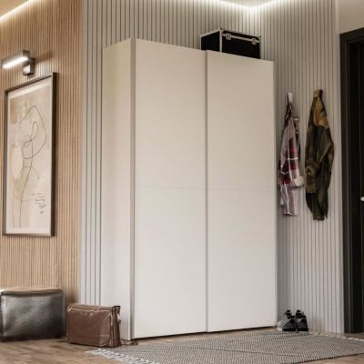 Armoire 2 portes coulissantes multifonction - Blanc mat - L120 x P41,6 x H190,5 cm - OZZULA