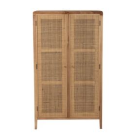 Armoire 2 portes en bois et rotin naturel - L80 cm