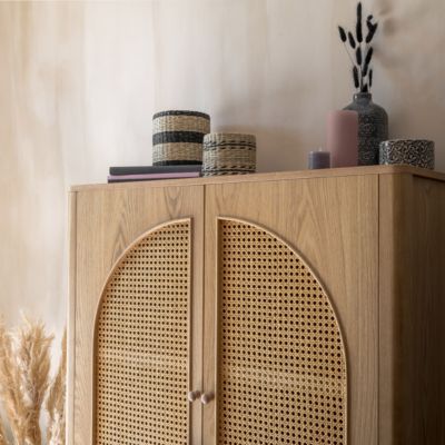 Armoire 2 portes "Tiria" en placage frêne 92x40cm - Atmosphera Créateur d'intérieur