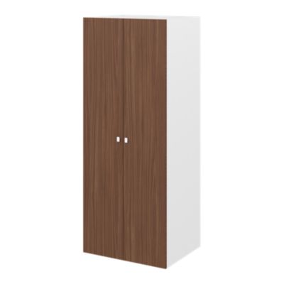 Armoire 2 tablettes 2 tiroirs 2 portes battantes effet chêne foncé et blanc GoodHome Atomia H. 225 x L. 75 x P. 58 cm