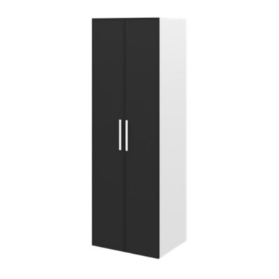 Armoire 2 tablettes 2 tiroirs 2 portes battantes noir et blanc GoodHome Atomia H. 225 x L. 75 x P. 58 cm