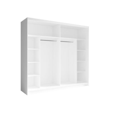 Armoire 230 cm 2 portes coulissantes avec miroir - blanc - Collection NOFI