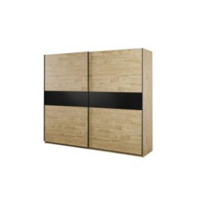 Armoire 250cm pour chambre à coucher avec 2 portes coulissantes collection MORGANE coloris chêne doré