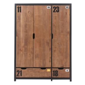 Armoire 3 Portes "Alex" 200cm Marron & Noir