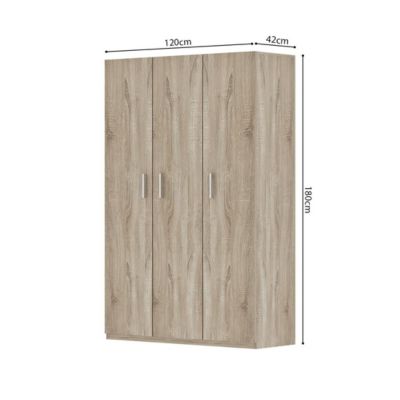 Armoire 3 portes TOM  Chene sonoma  Grand espace de rangement