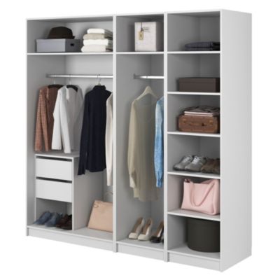 MSV Armoire Penderie Tissu Pliable XL 90x50x160 Cm - Tringle Vêtements + Étagère, Housse Anti-Poussière