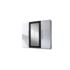 Armoire 4 portes avec miroirs couleur blanc et gris anthracite - IRINA