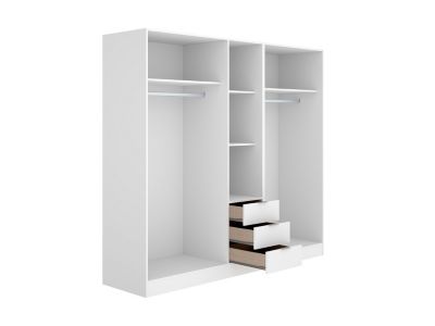 Armoire 5 portes et 3 tiroirs - L202 cm - Blanc - LISTOWEL