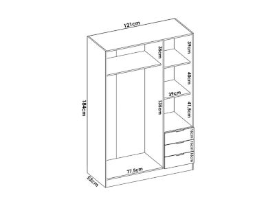Armoire 5 portes et 3 tiroirs - L202 cm - Blanc - LISTOWEL