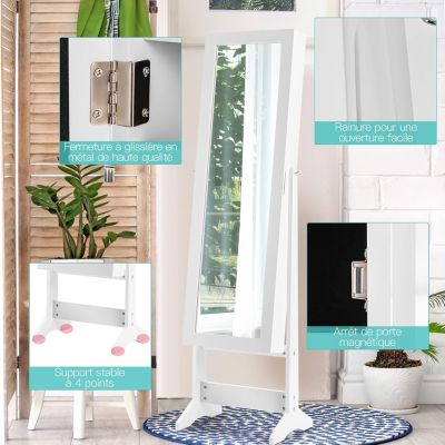 Armoire A Bijoux Verrouillable Avec Angle Reglable Et Porte Bijoux Avec Miroir Sur Toute La Longueur Noir 88306720