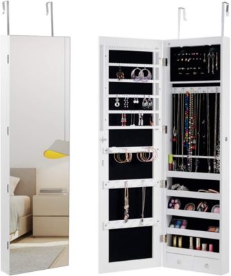 Armoire a Bijoux Suspendu avec Eclairage LED Miroir Plein sans Cadre