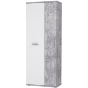 Armoire a chaussures MISCA - Style contemporain effet béton et blanc mat - L 69 cm