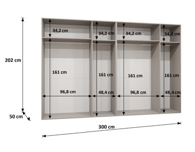 Armoire a portes battantes Piano 2 300 (150x2) x H. 202 x P. 52, 6 portes