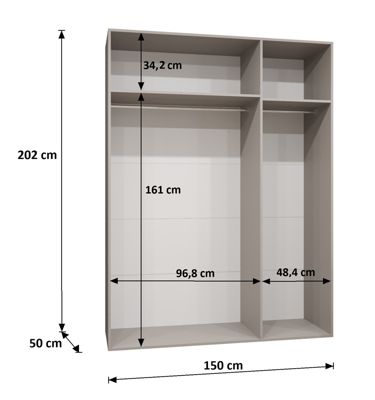Armoire a portes battantes Sandi 1 150 x H. 202 x P. 52, 3 portes