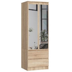 Armoire AKORD S60 avec miroir Chêne Sonoma 60 cm 2 portes 2 tiroirs façade Chêne Sonoma 1 étagère 60x51x180 cm