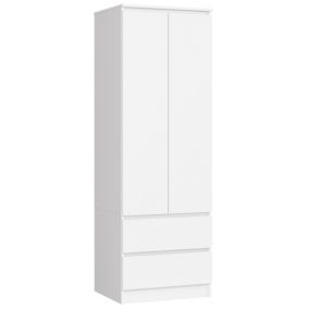 Armoire AKORD S60 Blanche 60 cm 2 portes 2 tiroirs façade Blanche 1 étagère 60x51x180 cm