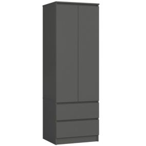 Armoire AKORD S60 Gris Graphite 60 cm 2 portes 2 tiroirs façade Gris Graphite 1 étagère 60x51x180 cm