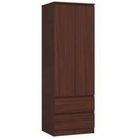 Armoire AKORD S60 Wengé 60 cm 2 portes 2 tiroirs façade Wengé 1 étagère 60x51x180 cm