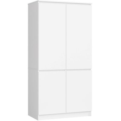 Armoire AKORD S90 Blanche 90 cm 4 portes façade Blanche 4 étagères 90x51x180 cm
