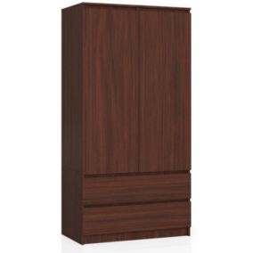 Armoire AKORD S90 Wengé 90 cm 2 portes 2 tiroirs façade Wengé 4 étagères 90x51x180 cm