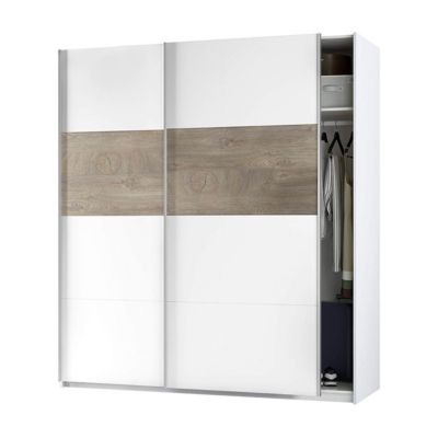 Armoire avec 2 portes coulissantes coloris Alaska chêne à nœuds / blanc artic - Hauteur 200 x Longueur 180 x Profondeur 60 cm