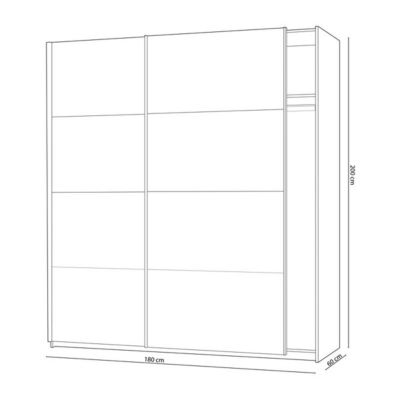 Armoire avec 2 portes coulissantes coloris Alaska chêne à nœuds / blanc artic - Hauteur 200 x Longueur 180 x Profondeur 60 cm