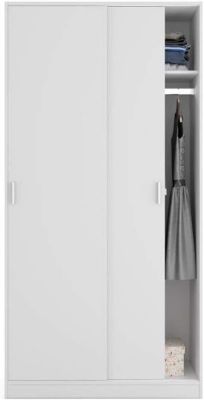 Armoire avec 2 Portes Coulissantes coloris Blanc - Dim : L 100 cm x H 200 x P 50 cm