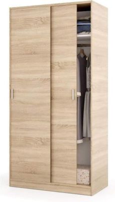 Armoire avec 2 Portes Coulissantes décor chêne canadien - Dim : L 100 cm x H 200 x P 50 cm