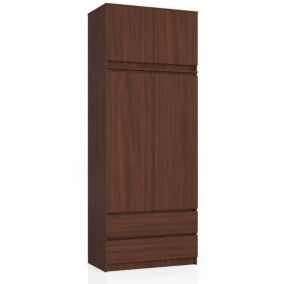 Armoire avec surmeuble AKORD S90 Wengé 90 cm 2 portes 2 tiroirs façade Wengé 6 étagères 90x51x234 cm