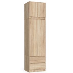 Armoire avec surmeuble AKORD STAR Chêne Sonoma 60 cm 2 portes 2 tiroirs façade Chêne Sonoma 3 étagères 60x51x234 cm