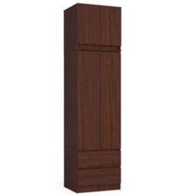 Armoire avec surmeuble AKORD STAR Wengé 60 cm 2 portes 2 tiroirs façade Wengé 3 étagères 60x51x234 cm