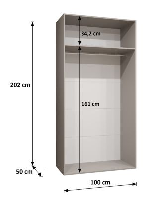 Armoire Bari 2 a portes battantes H. 202 x L.100 x P. 52, 2 portes