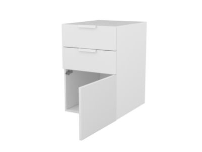 Armoire basse blanche porte et 2 tiroirs GoodHome Atomia H. 75 x L. 50 x P. 58 cm
