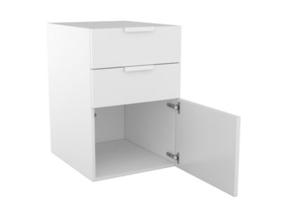 Armoire basse blanche porte et 2 tiroirs GoodHome Atomia H. 75 x L. 50 x P. 58 cm