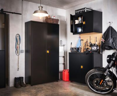 Armoire basse de garage en métal noir