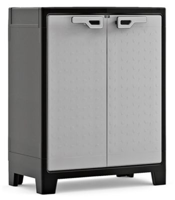 Armoire basse de garage en résine Keter Titan gris et noir Castorama