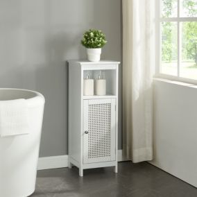 Armoire basse de salle de bain Karlsoey avec 1 porte MDF PVC 80 x 30 x 28 cm blanc en.casa