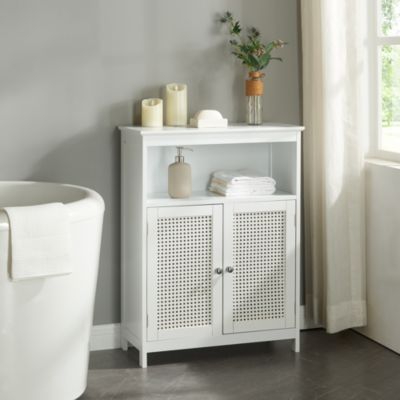 Armoire basse de salle de bain Karlsoey avec 2 portes MDF PVC 80 x 60 x 28 cm blanc en.casa