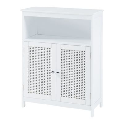 Armoire basse de salle de bain Karlsoey avec 2 portes MDF PVC 80 x 60 x 28 cm blanc en.casa