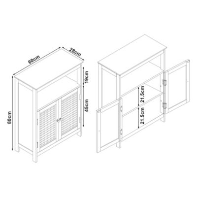 Armoire basse de salle de bain Karlsoey avec 2 portes MDF PVC 80 x 60 x 28 cm blanc en.casa