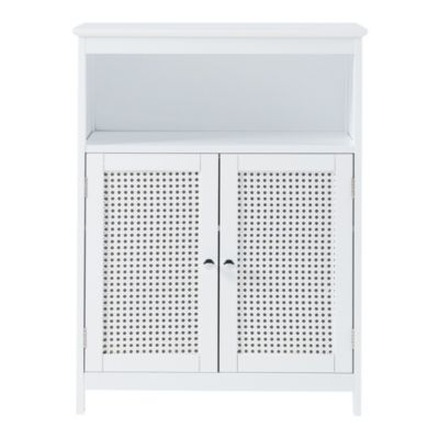 Armoire basse de salle de bain Karlsoey avec 2 portes MDF PVC 80 x 60 x 28 cm blanc en.casa