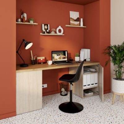 Armoire basse effet chêne 1 porte GoodHome Atomia H. 75 x L. 50 x P. 58 cm